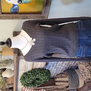 Arizona Jean Company Women's Charcoal Gray V-Neck Cable Knit Sweater Sz L Preppy